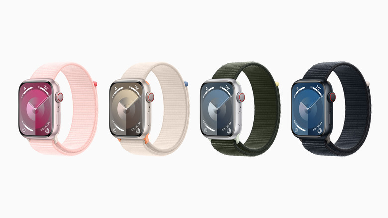 The Apple Watch Series 9 in various color options