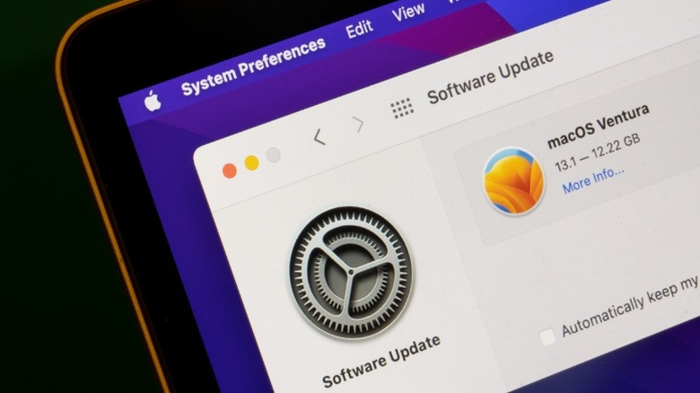 MacBook with a pending software update