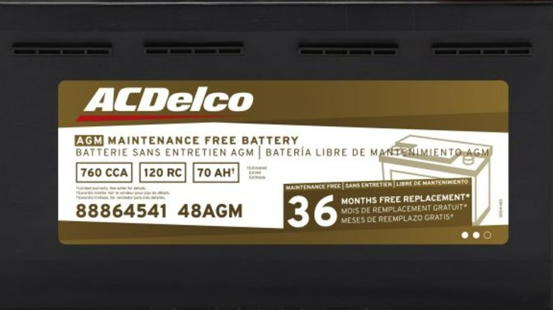 An ACDelco car battery label.