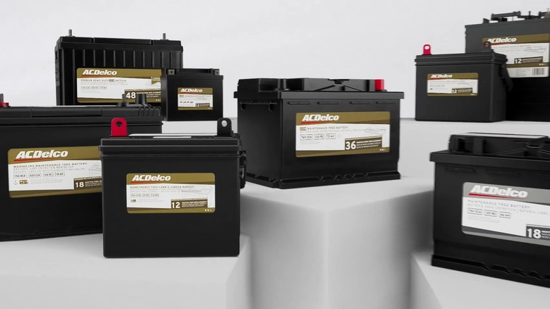 A group of ACDelco batteries on display.