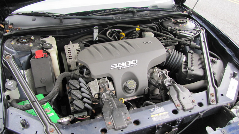 3.8-liter Buick "3800" V6 in engine bay of a 2002 Buick Regal