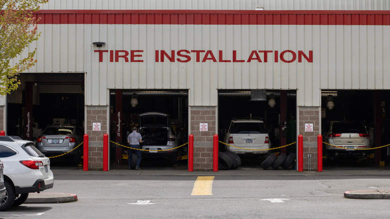 Exterior view of the tire center at a Costco store in Tigard, Oregon