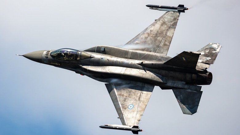 Close up view of fighter jet