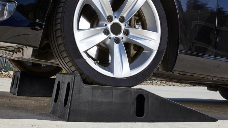 Side view of Harbor Freight car ramps