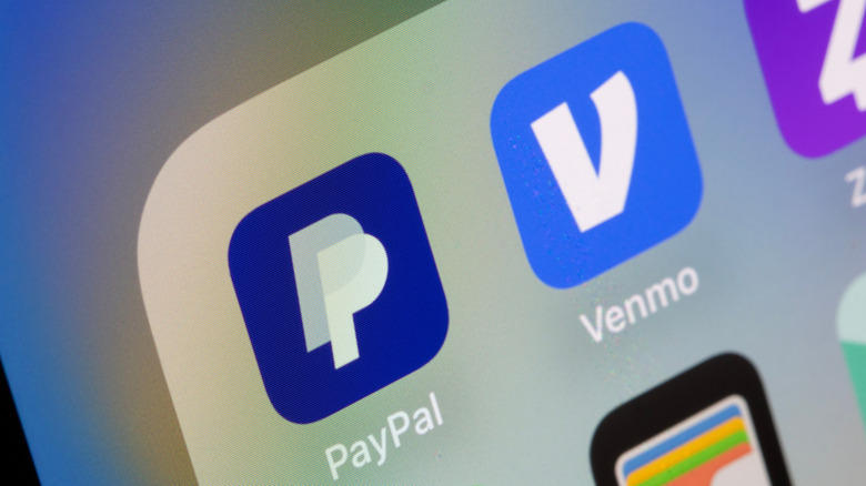 Touch screen showing PayPal and Venmo apps