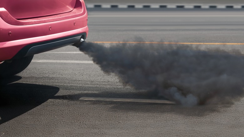 Soot spewing out of diesel vehicle exhaust