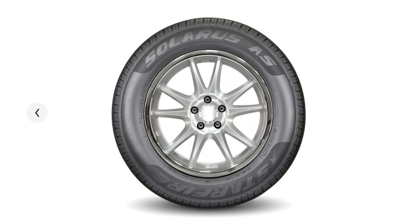 side view of Solarus AS tire on white background