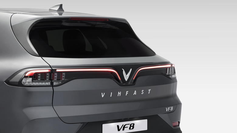 Closeup of the rear of the VinFast VF8