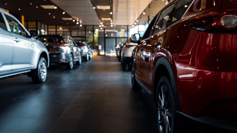 cars in a dealership 