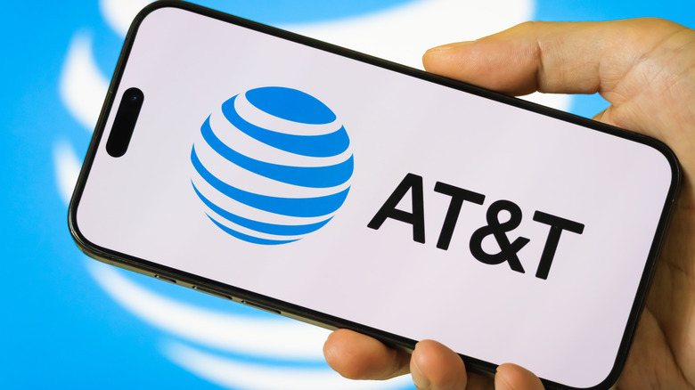 AT&T logo on a phone screen.