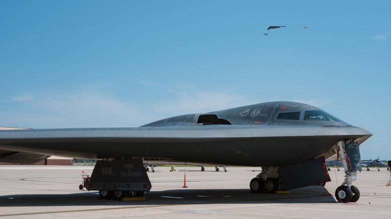B-2 Spirit bomber on the tarmac