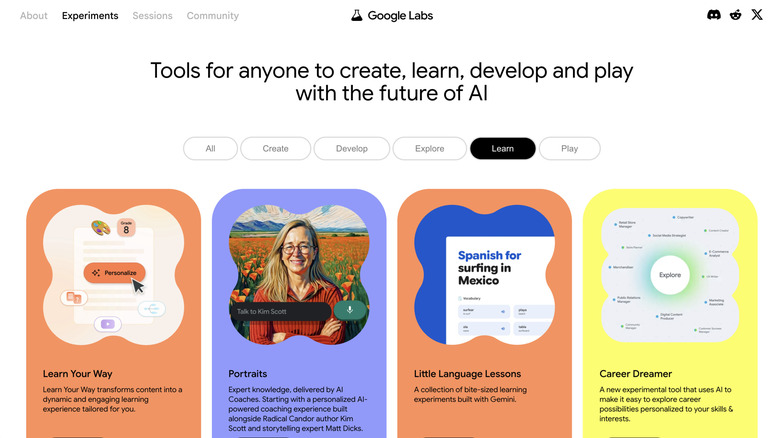 Google Labs experiment page