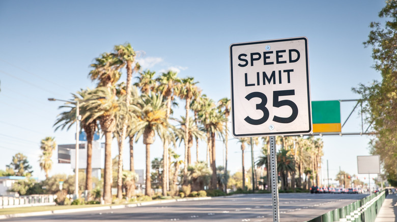 Speed limit sign on US highway
