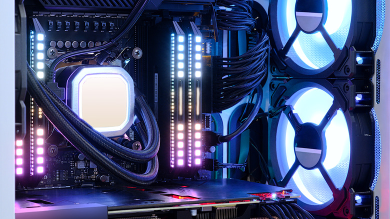 Close up view of computer system.