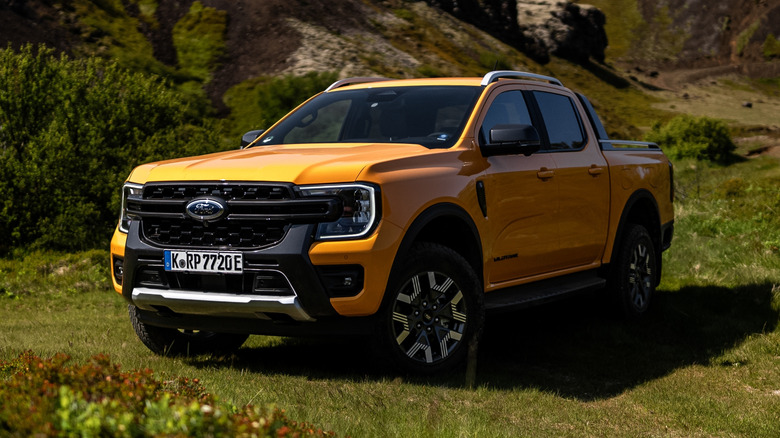 Ford Ranger PHEV in yellow.