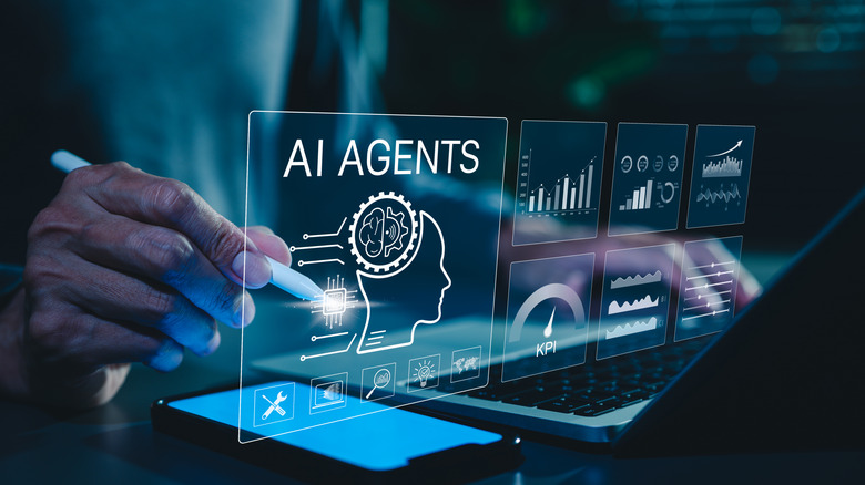 Futuristic image of person using AI agents