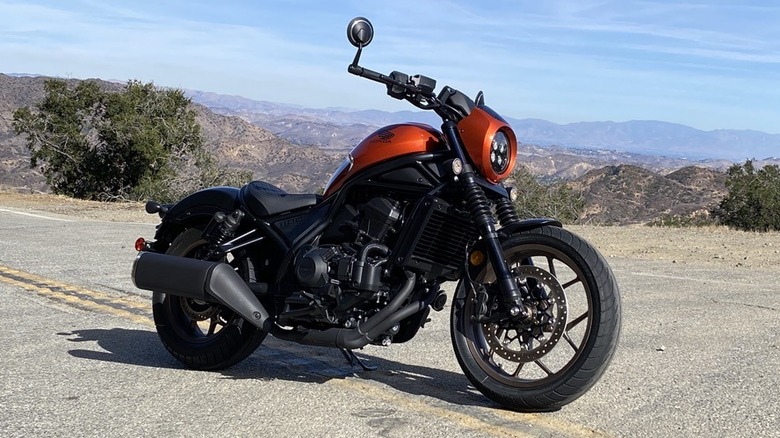 Honda Rebel 1100 parked on a mountainside