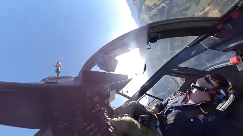 Red Bull stunt pilot in a MBB BO-105C helicopter