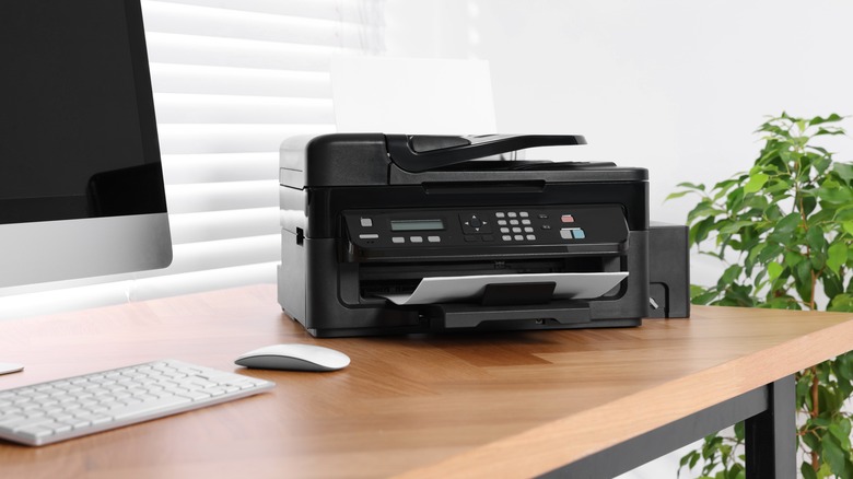 Printer sitting on a desk