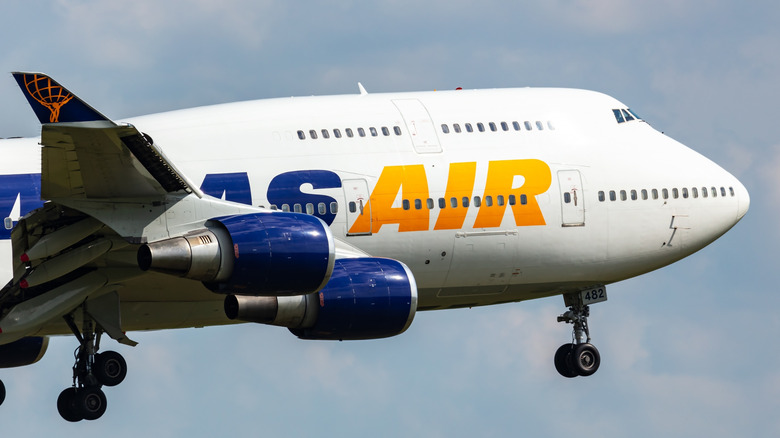 Atlas Air Boeing 747-400 military charter flight to Bratislava Airport. NATO and US Army soldiers on board.