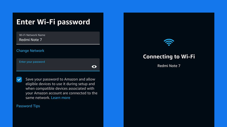 Alexa app showing connection to mobile hotspot