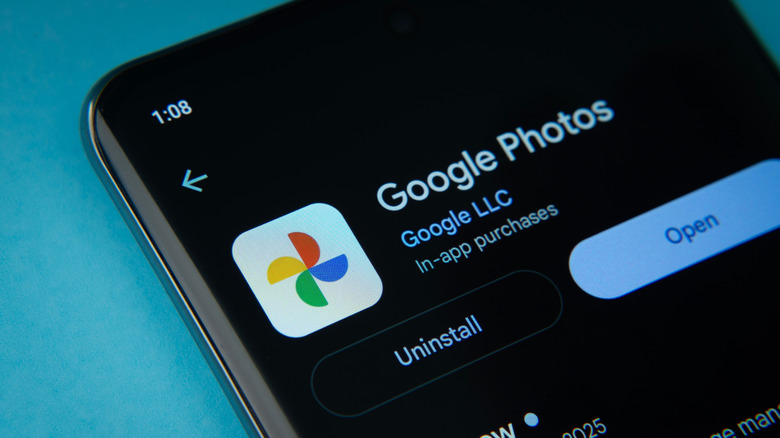 The google photos app from Google Playstore is displayed on a smartphone screen