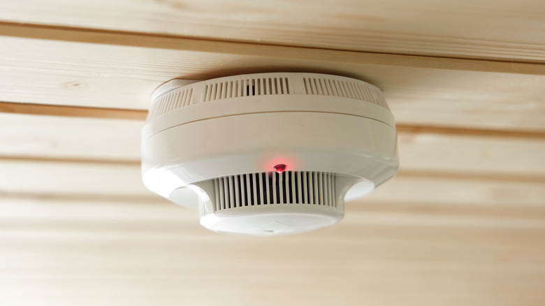 Smoke detector installed on the ceiling