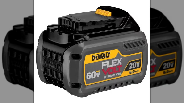 A DeWalt 60V Flexvolt battery pack