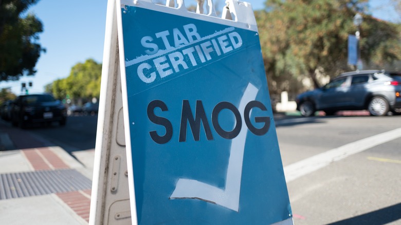 sign for california emissions inspection station