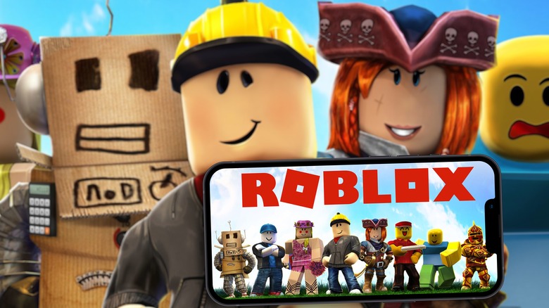 Roblox characters logo smartphone