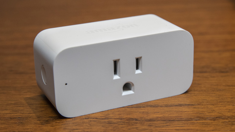 Smart plug on a wood table