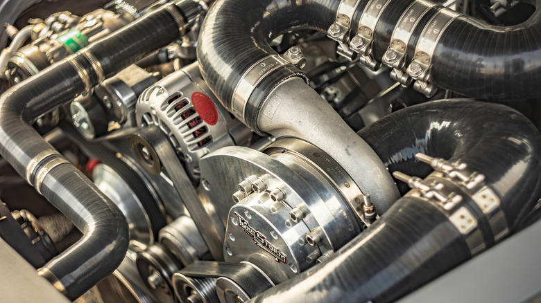 A turbocharged engine in a car