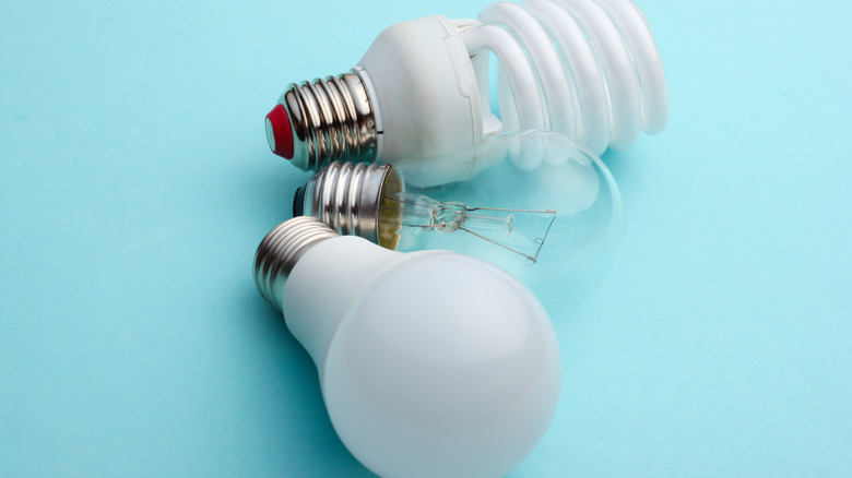 CFL, incandescent and LED bulbs