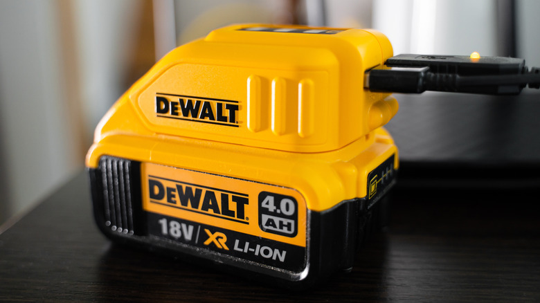DeWalt battery being charged