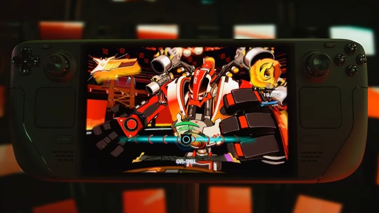 The Steam Deck OLED with a game running