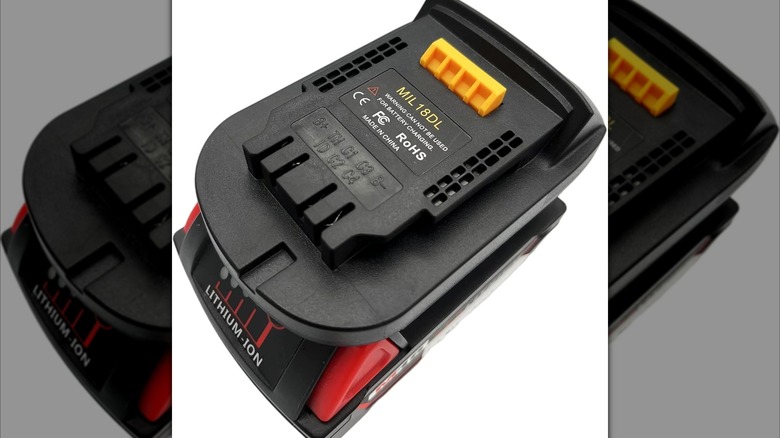 An unofficial Milwaukee-to-DeWalt battery adapter.