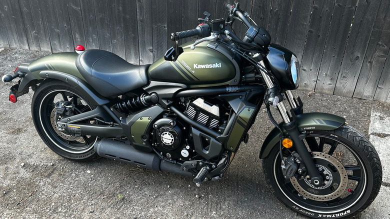 Side view of Kawasaki bike