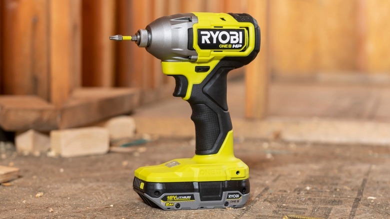 Ryobi impact driver on wood floor