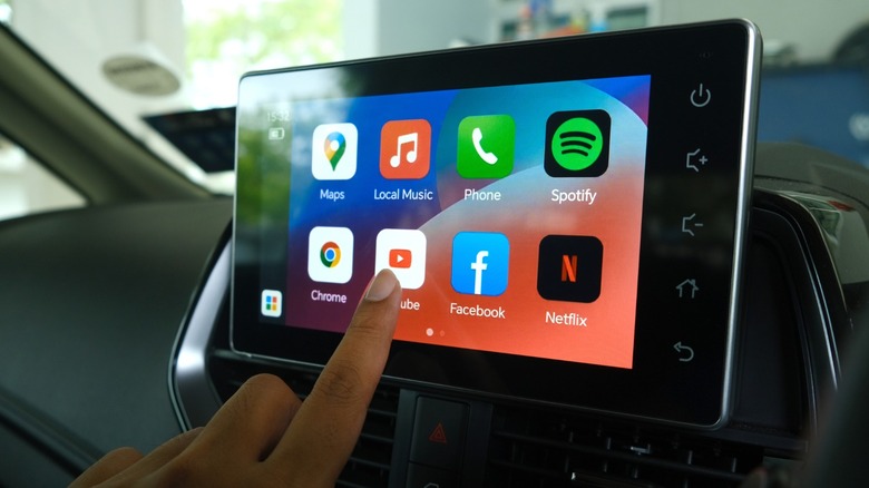 Opening YouTube on a car infotainment screen