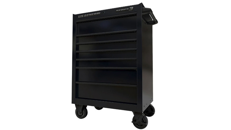 U.S. General Series 3 7-Drawer Roll Cab on display in black