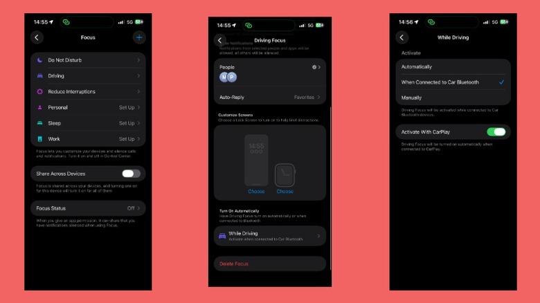 Configuring Driving Focus to trigger automatically when CarPlay connects.