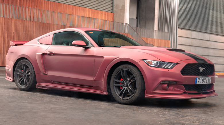A 2016 Ford Mustang S550 parked at indoor parking
