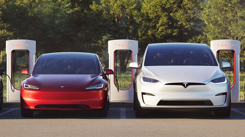 Tesla cars using Superchargers