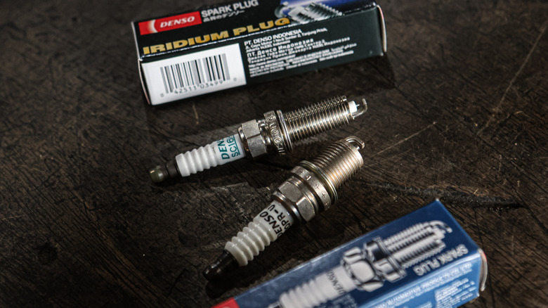 A standard spark plug and a iridium plug