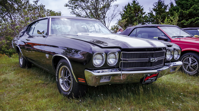 Black 1970 Chevy Chevlle SS front 3/4 view