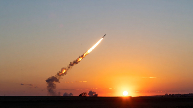 missile over sunset