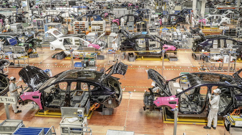 Assembly line at EV factory in China