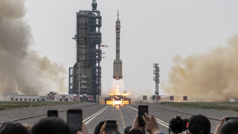 A Chinese-made rocket lifts off