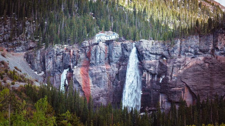 Photo of water falling over Colorado's Bridal Veil Falls