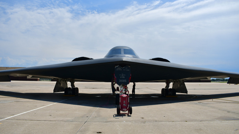 A B-2 Bomber on the ground.